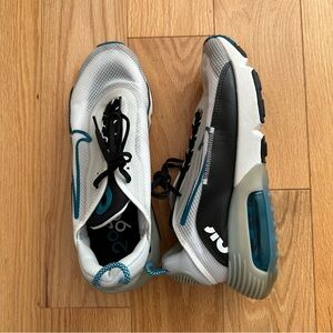 Nike shoes sneakers black white and blue/turquoise size 12